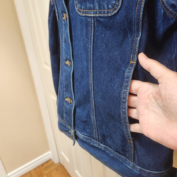 [L] Cleo Cotton Denim Jacket with 4 Pockets Women's Size Large Button Front - Picture 3 of 14